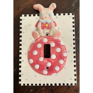 MARY ENGELBREIT Single Light Switch Plate Cover, LullaBaby Bunny Egg Pink
